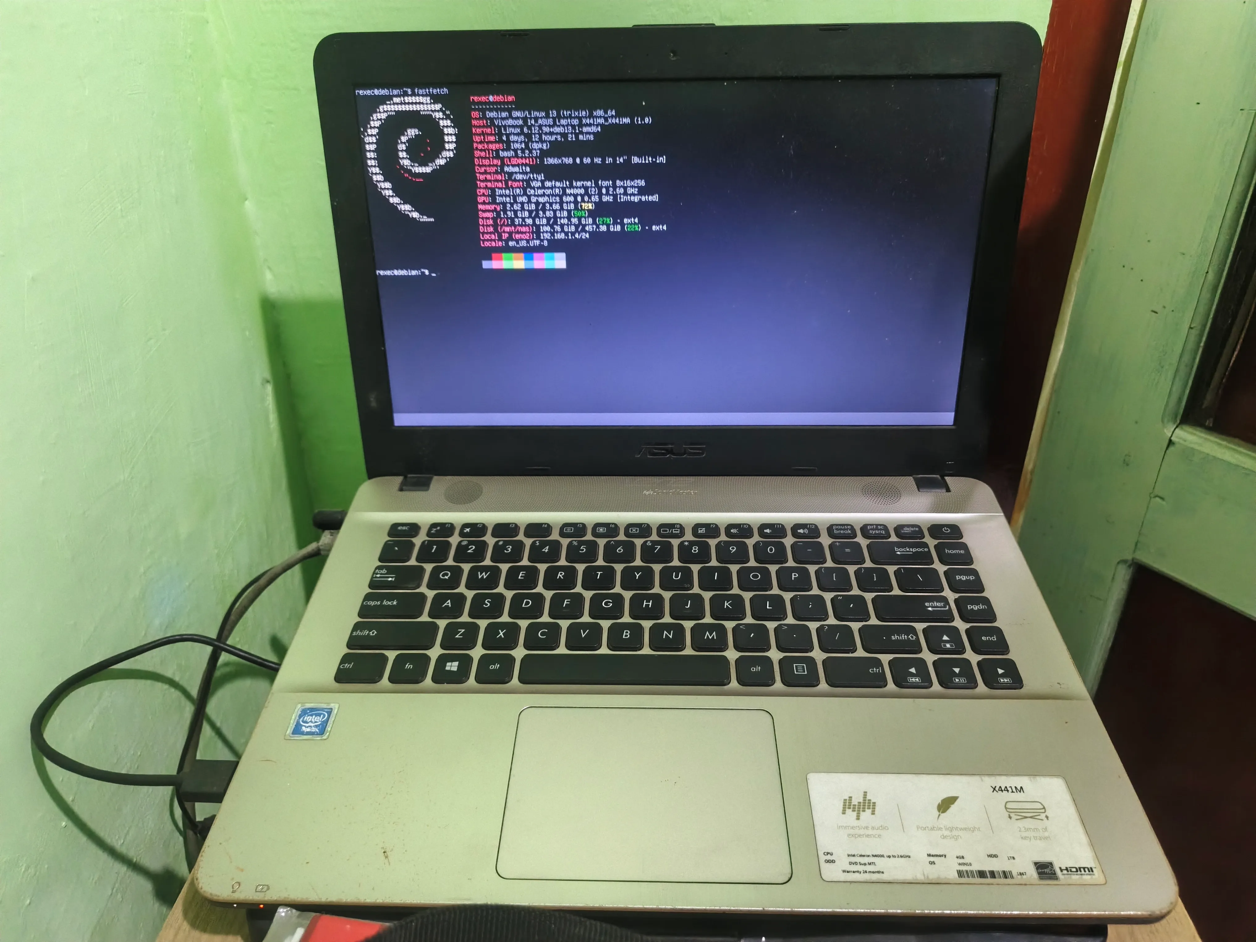 The Asus X441MA — battle worn but still running